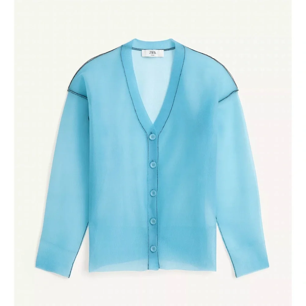 ZARA LIMITED EDITION SHEER KNIT CARDIGAN - Picture 4 of 9